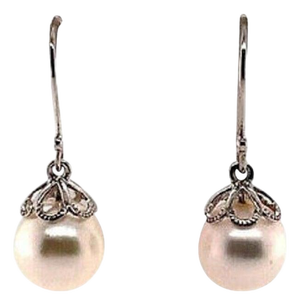 Akoya Pearl Earrings 14 Kt Yellow Gold Certified
