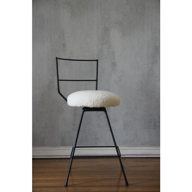 Shearling 'Tabouret' Swiveling Counter Stool by Understated Design For Sale - Image 4 of 12