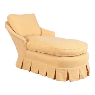 2000s Classic English Yellow Upholstered Day Bed or Chaise Longue Fainting Couch For Sale