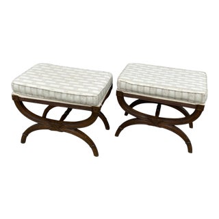 1970s Vintage Regency Style X Footstools - a Pair For Sale