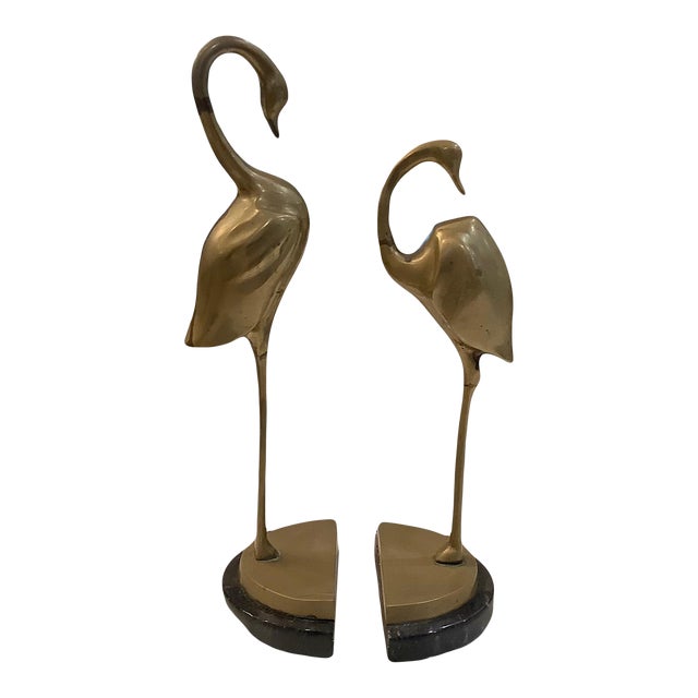 Vintage 1980s Brass Crane Bookends a Pair Chairish
