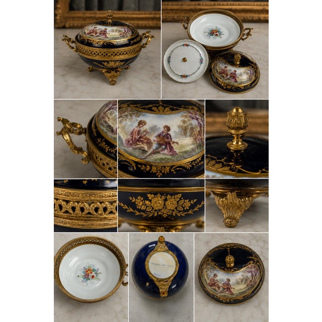 Early 20c French Sevres Louis XVI Blue Porcelain Bowl For Sale - Image 13 of 17