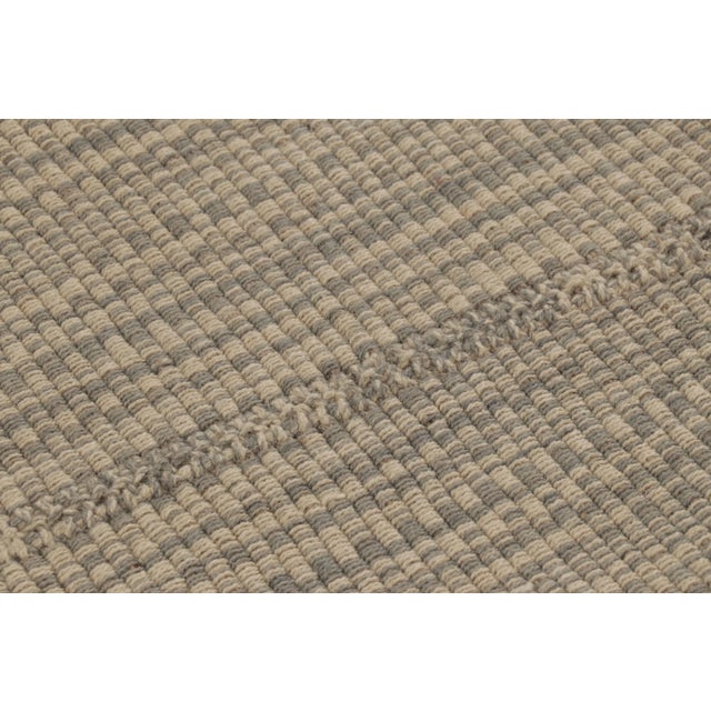 2010s Rug & Kilim's Accent Kilim, Beige and Gray Textural Stripes For Sale - Image 5 of 8
