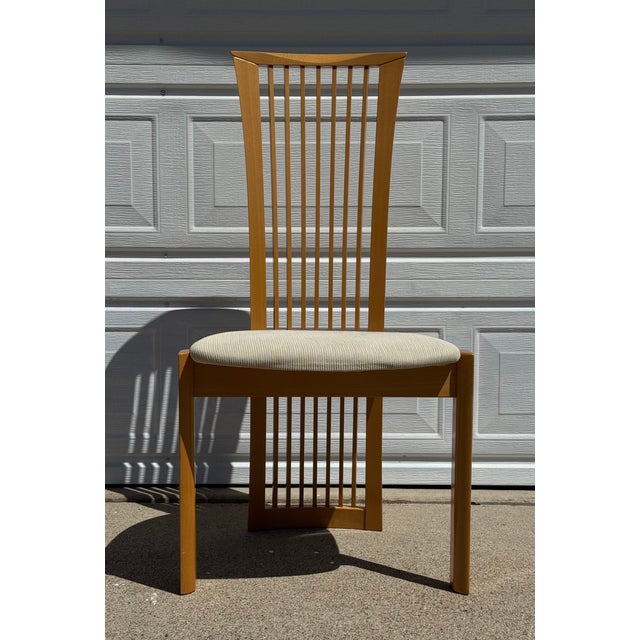 Pietro Costantini Late 20th Century Set of 4 Postmodern Italian Slatted High-Back Dining Chairs by Pietro Costantini For Sale - Image 4 of 18