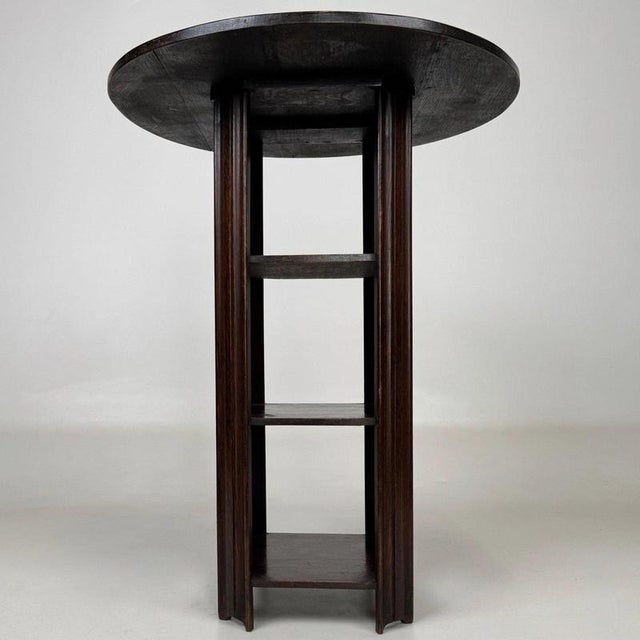 Antique Early 20th Century English Oak Round Side Table with Shelved Base For Sale - Image 6 of 9