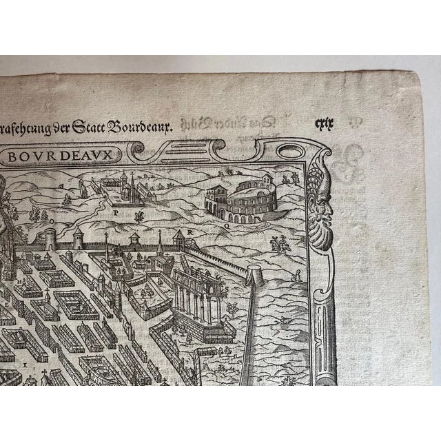 Braun & Hogenberg, Bordeaux City View, Original Woodcut, 1575 For Sale - Image 5 of 10