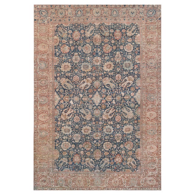 Doris Leslie Blau Tabriz Antique Allover Soft Beige Hand-Knotted Rug - c. 1900 For Sale