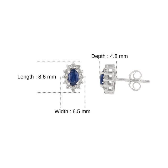 Princess Diana-Inspired Oval Blue Sapphire & Diamond Halo Stud Earrings - A Pair For Sale - Image 10 of 13