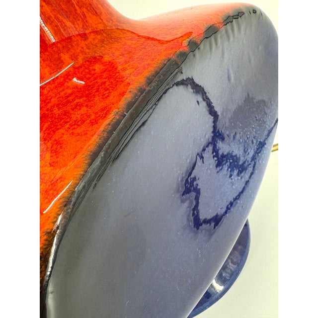 Fat Lava Table Lamp with Bright Glossy Glaze in Orange-Blue, 1960s For Sale - Image 13 of 17