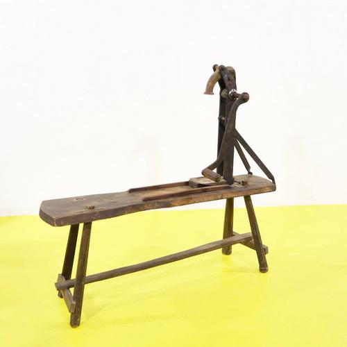 Wood and Metal Workbench with Lever and Spout For Sale - Image 9 of 9