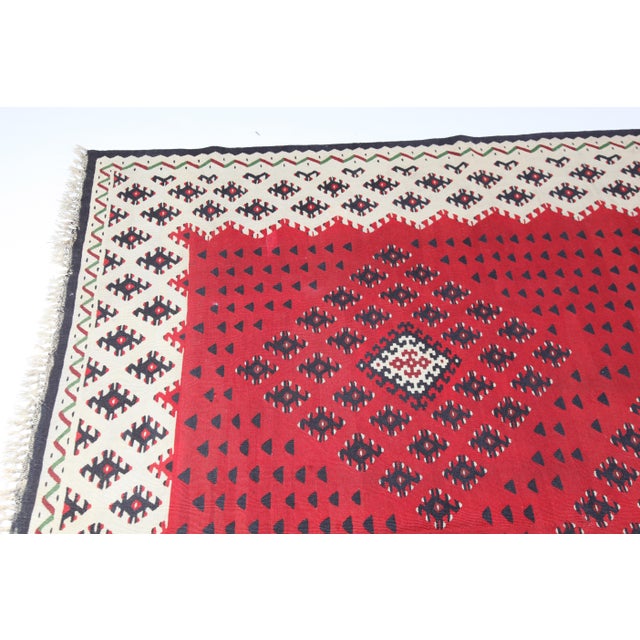 1920's Fine Antique Sarkoy Flatweave Kilim in Red & Ivory-8'11' X6 7'' For Sale - Image 11 of 12