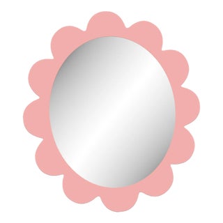Fleur Home Carnival Iris Oval Mirror in Pink Punch, 31x26 For Sale