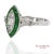 Contemporary 18k (750) White Gold Natural Diamond and Tsavorite Marquise Milgrain Ring, Size 6.5 For Sale - Image 3 of 12