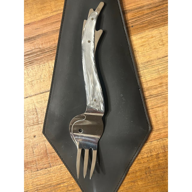 Modern Vintage 1980s Jean-Marie Patois "Esotismo" Flatware Set - Service for 4 With Original Signed Pouches - 12 pcs For Sale - Image 3 of 11