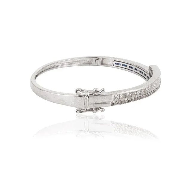 Modernist Sapphire Diamond Bangle Bracelet For Sale In New York - Image 6 of 8