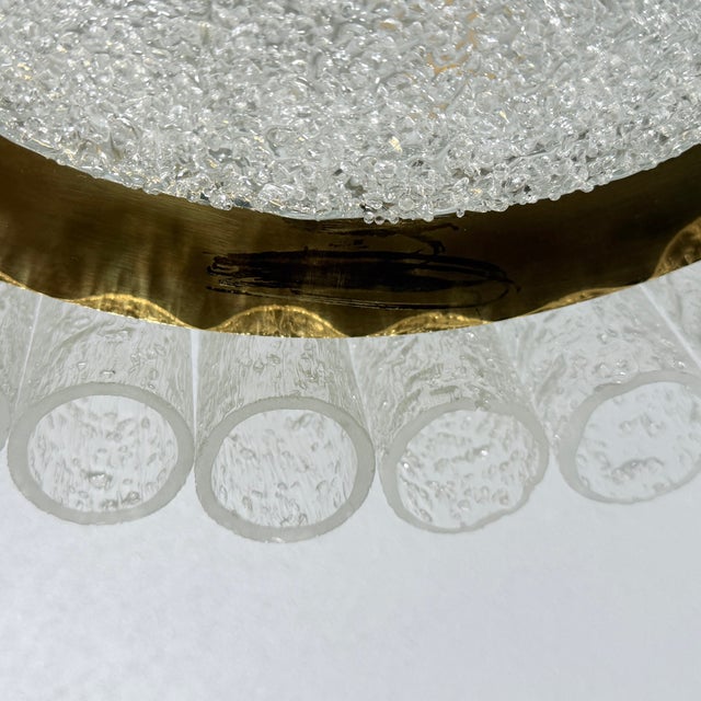 Cream Vintage German Murano Glass Ceiling Lamp from Doria Leuchten, 1960s For Sale - Image 8 of 9