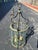 1950s 3-Light Brass & Belved Glass Cylinder Foyer Chandelier / Lantern For Sale - Image 12 of 12