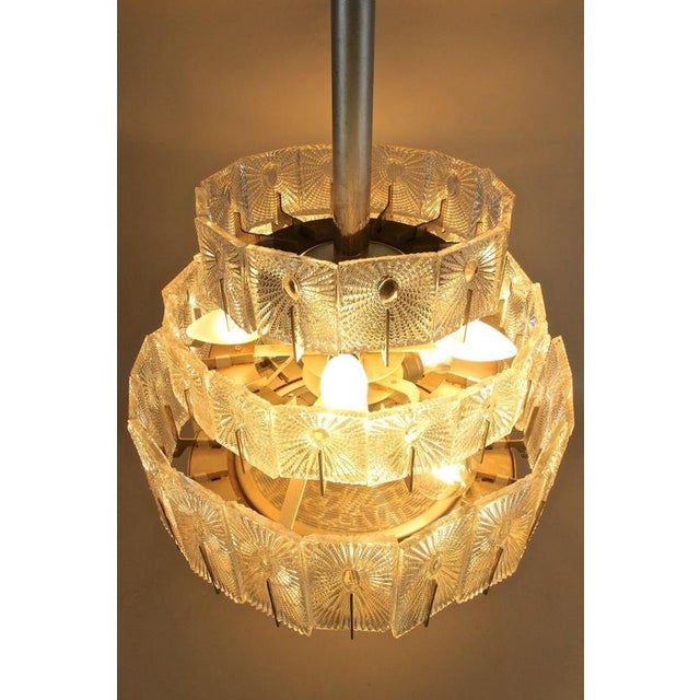 Vintage Three-Tier Glass Pendant Light by Rupert Nikoll, 1950 For Sale - Image 13 of 18