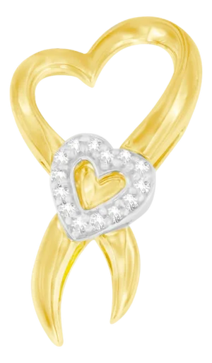10K Two-Tone Gold 1/10 cttw Diamond Heart Pendant Necklace (H-I, I1-I2)