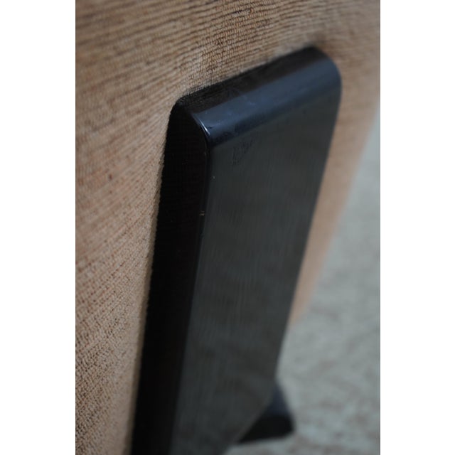 Art Deco Style Upholstered Swivel Ottoman on Ebonized Base For Sale In Philadelphia - Image 6 of 9