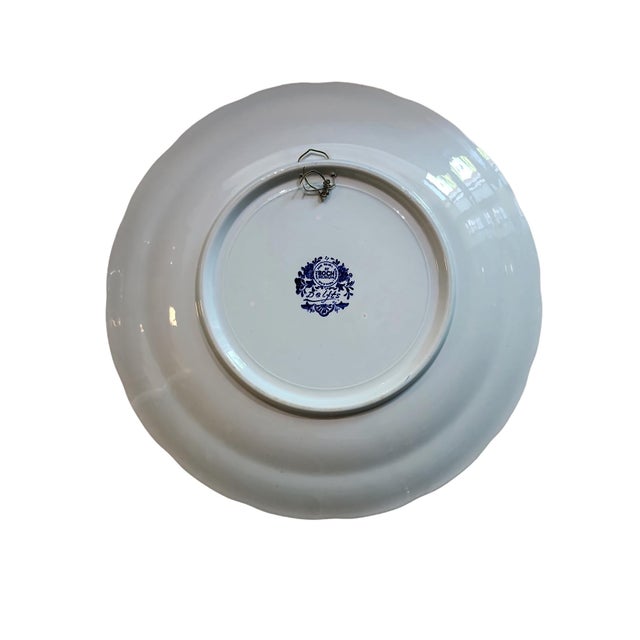 1970s Vintage Pair of Boch Belgium Delft Large Cabinet Plates For Sale - Image 5 of 6