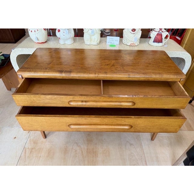 1940s Two Drawer Solid Maple Console Table For Sale - Image 10 of 13