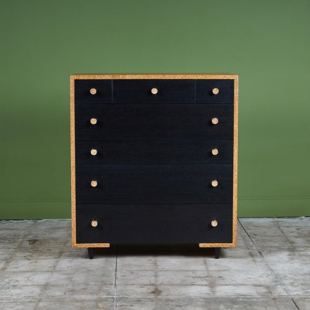 Mid-Century Modern Paul Frankl Cork Highboy Dresser for Johnson Furniture Co. For Sale - Image 3 of 12