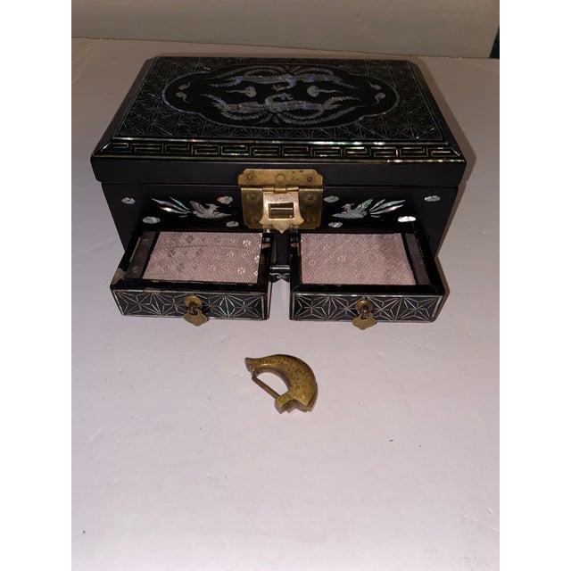 Vintage Korean Jewelry Box Black Lacquer With Mother of Pearl Inlay Chairish