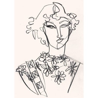 "Valentino SS21" Contemporary Charcoal Continuous Line Fashion Illustration Drawing by Jessica Bird For Sale