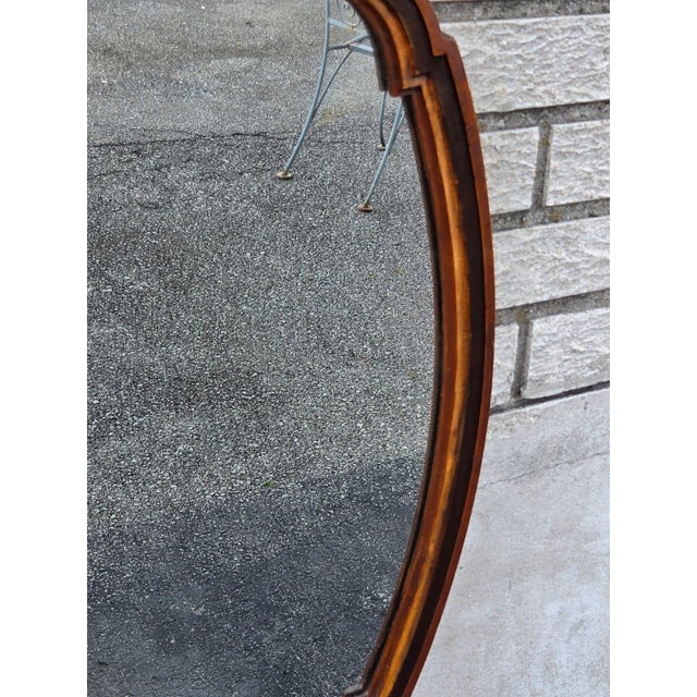 1930 Oval Walnut Hand Painted American Mirror. For Sale - Image 17 of 18