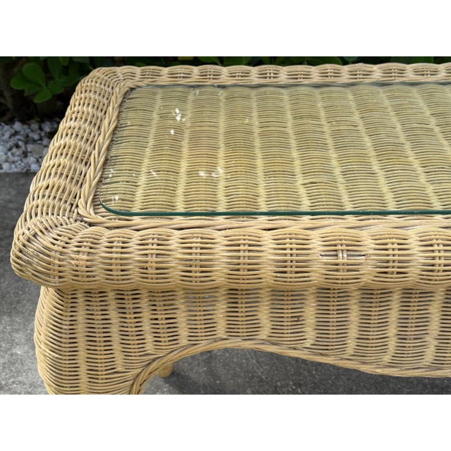 Vintage Sculptural Rattan Console Table With Glass Top For Sale - Image 12 of 13