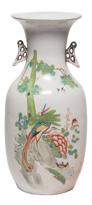 Chinese Springtime Phoenix Tail Vase, circa 1900