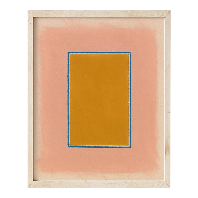 Mustard Gold & Blush Pink Minimalist Color Field Art Print, Emily Keating Snyder, 20 X 16 Print in Wood Frame For Sale