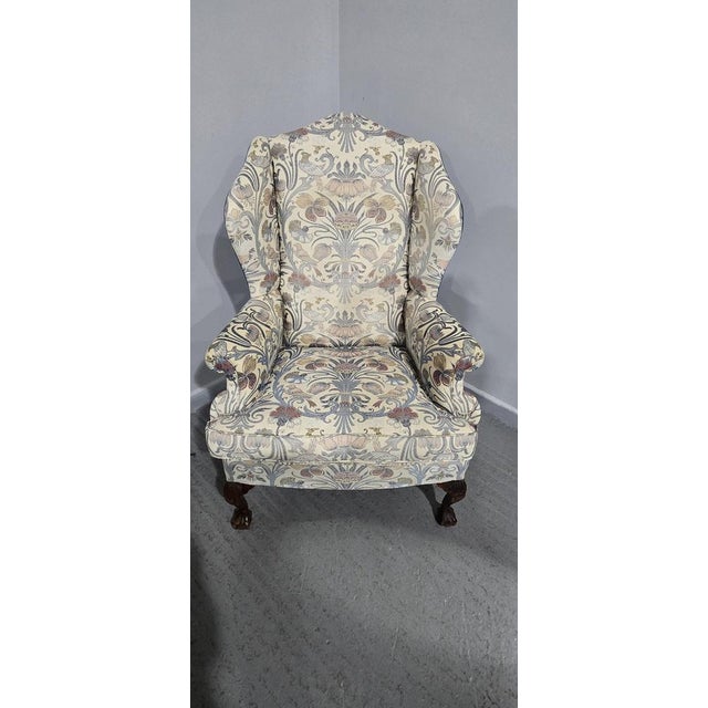 Large Mahogany Framed Wing Armchair For Sale - Image 11 of 13