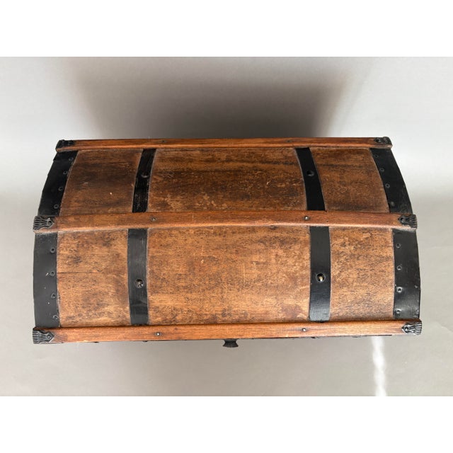 Late 19th Century Child’s Humpback Small Wood Trunk For Sale - Image 10 of 12