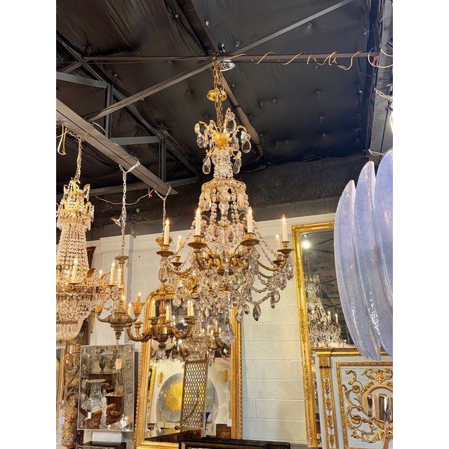 Late 19th Century 19th C. French Baccarat Manner Bronze and Crystal Chandelier For Sale - Image 5 of 9