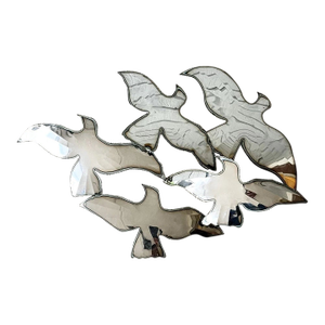 1970s Curtis Jere-Style Bird Seagull Silver Reflective Sculpture Wall Art