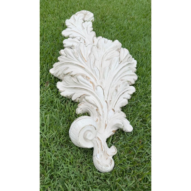 Vintage Giant 36” Acanthus Leaf Architectural Wall Planter / Wall Pocket For Sale - Image 4 of 11