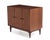 1960s Ramseur Furniture Mid Century Walnut Brass Diamond Front Record Cabinet Credenza Unmarked For Sale - Image 5 of 13