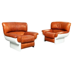 Set of Mid-Century Italian Brown Leather Flou Armchairs by Betti for Habitat IDS, 1970s