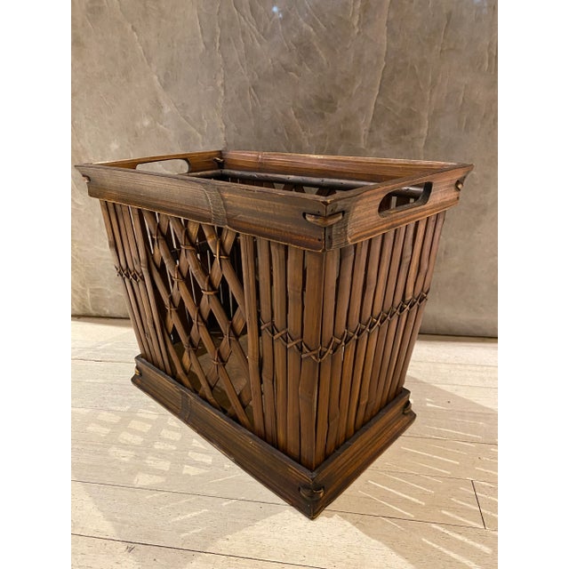 Wood Bamboo Trellis Magazine Holder For Sale - Image 7 of 7