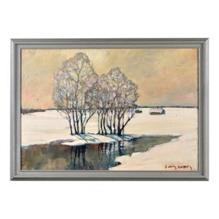 Alexander Ivanovich Misurev, Winter Landscape, Late 20th Century, Oil on Cardboard, Framed For Sale