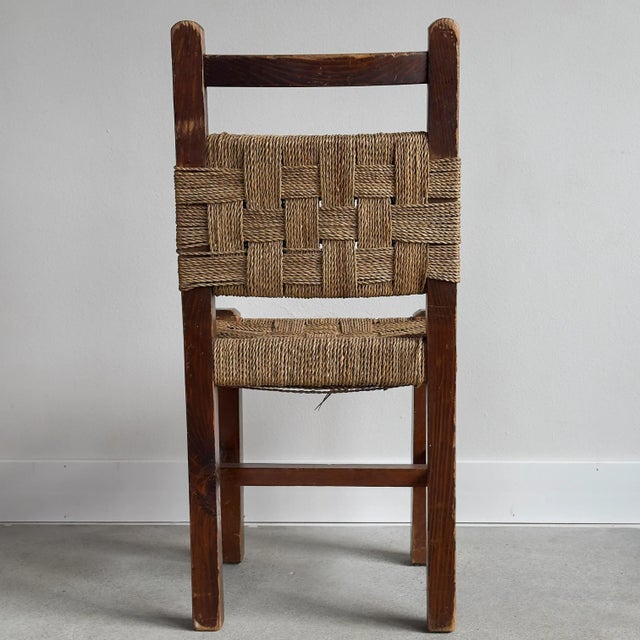 Francis Jourdain Rope and Dark Oak Side Chair, 1940s France For Sale - Image 4 of 10