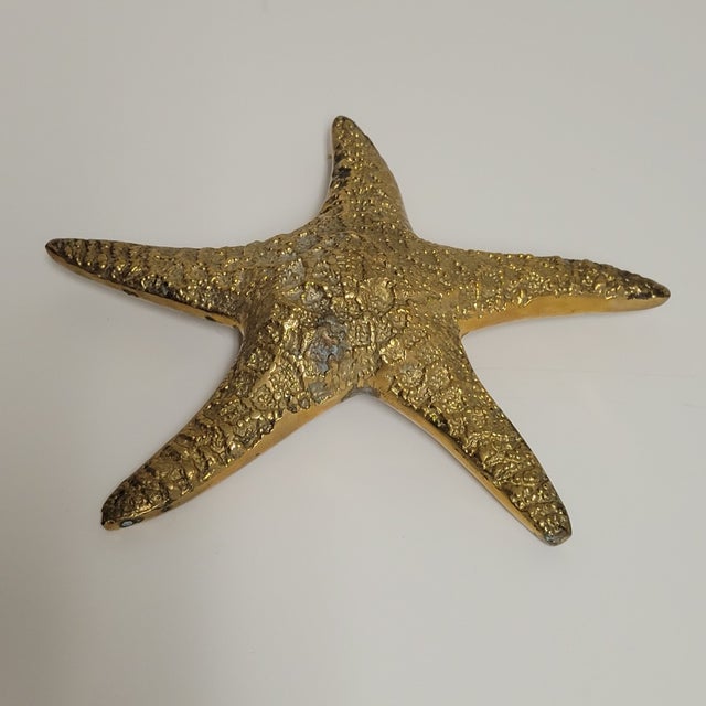Large Mid-Century Brass Starfish Wall or Tabletop Accent For Sale - Image 4 of 5