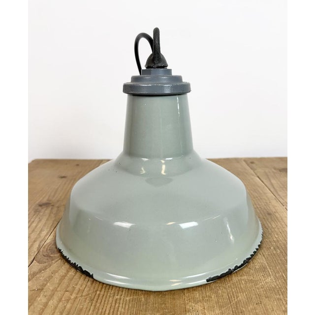 Industrial Grey Enamel Pendant Lamp from Thorlux, 1960s For Sale - Image 14 of 18