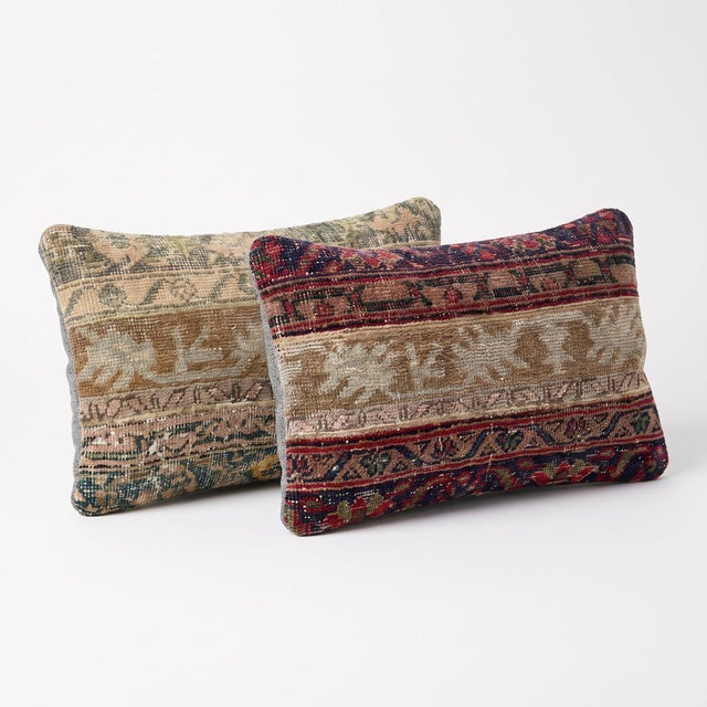 Mid-Century Modern Red Anatolian Rug Pillow Cover 16'' X 24'' - Set of Two For Sale - Image 3 of 4