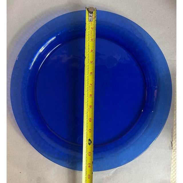 Murano Late 20th Century Effetre Murano Platter Tray Cobalt Blue Glass Signed For Sale - Image 4 of 6