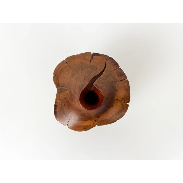 Mid-Century Modern Vintage Hand Carved Live Edge Teak Wood Budvase For Sale - Image 3 of 13