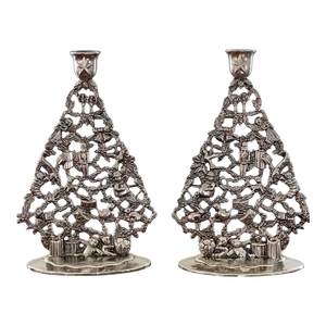 Vintage Pair of Silverplate Christmas Tree Candle Holders