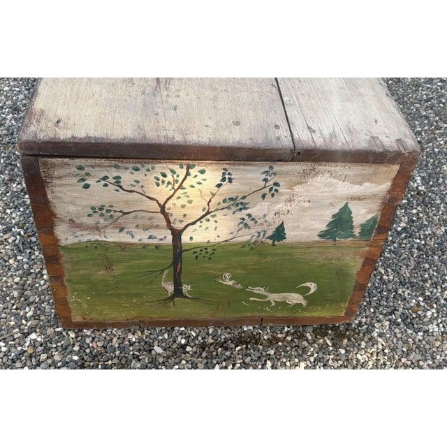 Paint 19th Century Original Paint Decorated Blanket Chest For Sale - Image 7 of 9